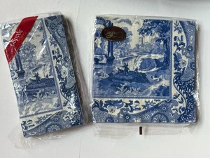 18 NEW! VINTAGE SPODE ITALIAN Blue White Triple Ply PAPER NAPKINS Guest Towels - Picture 1 of 15