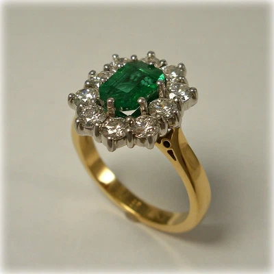 1.50 Ct Emerald Cut Natural Emerald & Diamond Wedding Ring 14k Yellow Gold Sz 6 - Image 1 of 4