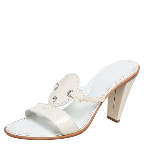 TOD’S Sandali Tod's crema in pelle verniciata punta aperta taglia 36 5