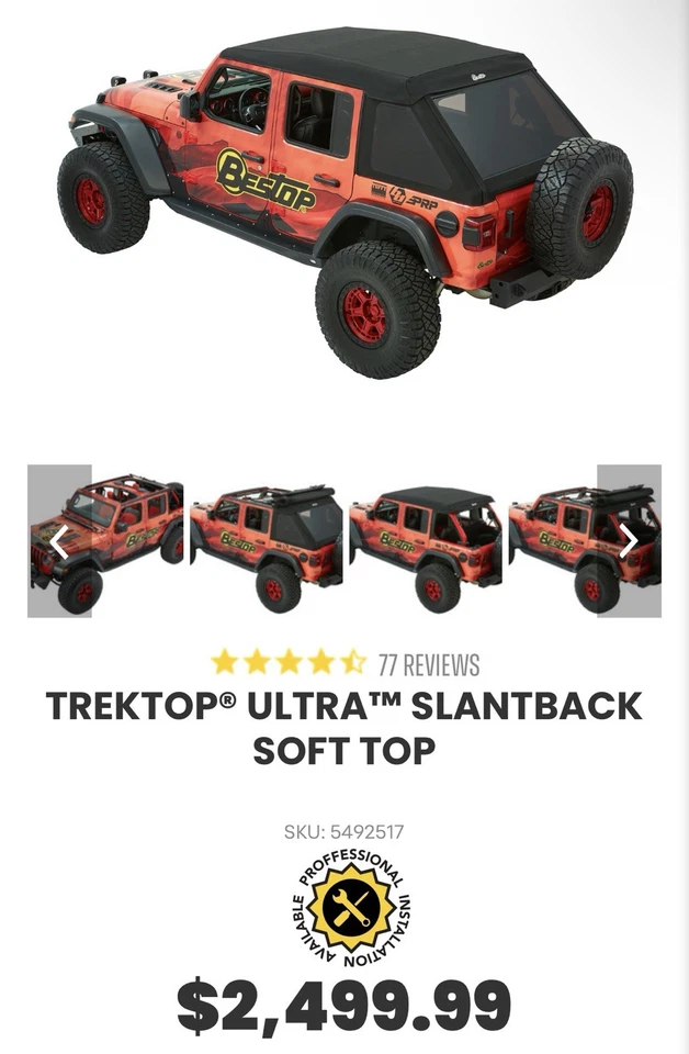 Techo blando Bestop - Se adapta a Jeep 2018-actual Wrangler JL; 4 puertas trektop (R) Ultra (TM Foto 1 de 4