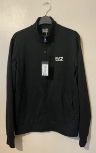 Chaqueta deportiva Armani EA7 cremallera Core Identity bolsillos de algodón mediana nueva con etiquetas negra - Imagen 1 de 7