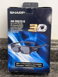 NEW Sharp AN-3DG20-B 3D Glasses Black Rechargeable With Operation Manual - Foto 1 di 3