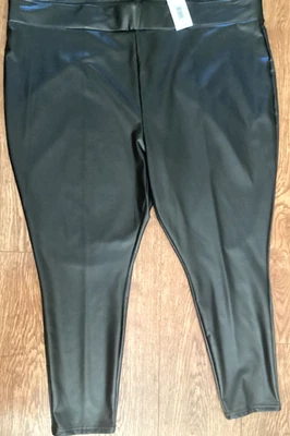 NEW Curve Black Faux Leather Leggings Womens Size UK 26 Plus Stretch Pants Large - Изображение 1 из 3
