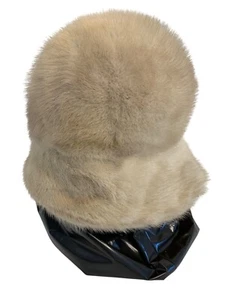 Vintage Champagne Genuine Mink Fur Bucket Hat Brim S 60s Mod Elegant 8965 - Picture 1 of 8