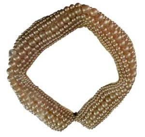 Vintage 1950's Faux Pearl Beaded Collar/Necklace, Champagne Color - Picture 1 of 3