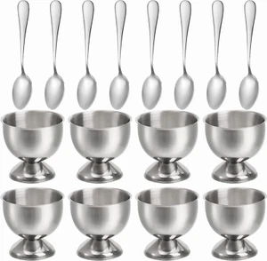 8 Pack Egg Cup Holders with 8 Spoons, Stainless Steel Egg Cups Set for Soft &... - Picture 1 of 1