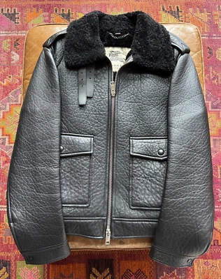 Chaqueta de Aviador BURBERRY PRORSUM Cuero Cordero Negro Piel de Oveja Talla 52 (UE) Foto 1 de 4