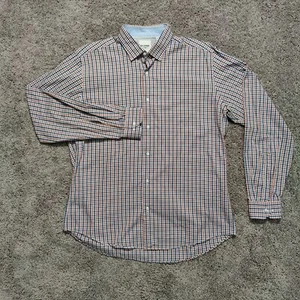 Ben Sherman Button Front Long Sleeve Shirt Tailored Slim Fit Mens Size Large - Picture 1 of 7