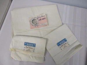 ANTIQUE COTTON BABY FLAT CRIB SHEET & 2 WORTH BABY CRIB PILLOWCASES NEW! w LABEL - Picture 1 of 6