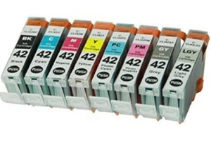 Paquete de 8 cartuchos de tinta de impresora conjunto completo para Canon Pixma CLI-42 Pixma Pro 100 - Imagen 1 de 2