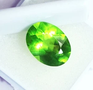 Oval Shape Natural Peridot Loose Gemstone 9.55 Ct Certified With Free Gift - Picture 1 of 6