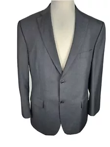 Haggar Mens 44R Charcoal Striped Poly Viscos Blend Sport Coat S28 - Picture 1 of 24