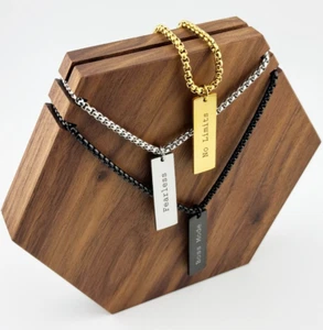 Collar de barra grabado personalizado para hombre - Etiqueta personalizada colgante regalo - Imagen 1 de 9