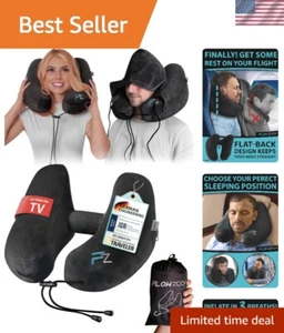 AIR Inflatable Travel Pillow - Hooded Neck Pillow Airplane - Travel Neck Pill... - Picture 1 of 10