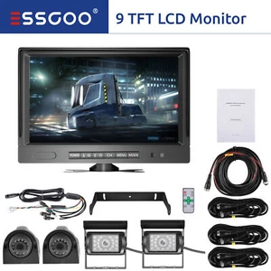 Sistema di retromarcia auto HD con monitor split 9"" 4CH 4x 1080P telecamera di retromarcia camion - Foto 1 di 12