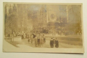 RPPC NEW York Postcard NY at 5th Ave and 42nd Street Brunswick Ad Real Photo - Picture 1 of 2