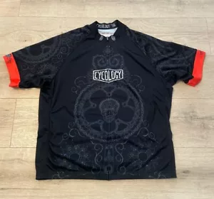 Cycology Cycling Full Zip Back Pocket Jersey Day Of The Living Black Relaxed 2XL - Picture 1 of 8