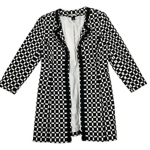 White House Black Market Kariert Geo Jacquard Mittellang Jacke Blazer Retro 8 - Bild 1 von 7