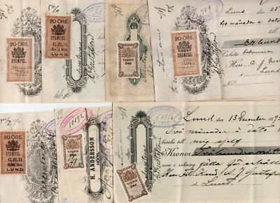 SUECIA: Lote 11 letras de cambio ingresos 1895-1897. Foto 1 de 2