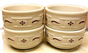 4 LONGABERGER RED TRADITIONS STACKABLE CUSTARD CUPS - Picture 1 of 2