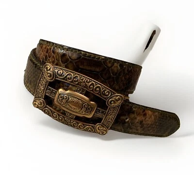 Reptile‘s House Gürtel Pythonleder Gr. 80 Wechselschnalle Schwarz/Bronze *TOP* - Bild 1 von 4