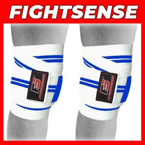FIGHTSENSE Knee Wraps Pair Gym Weight lifting Straps Powerlifting Pads WB - Picture 1 of 2