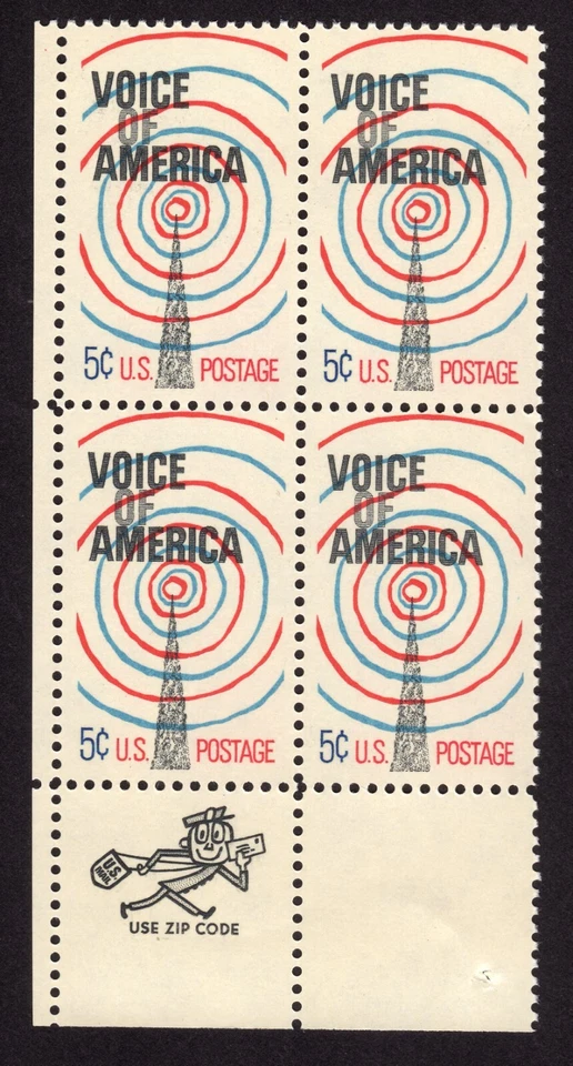 Scott #1329 Voice of America Zip Block of 4 Stamps - MNH - Image 1 of 1