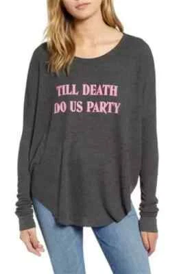Camiseta térmica de gran tamaño para mujer Wildfox XL Top Till Death Do Us Party Waffle Foto 1 de 4