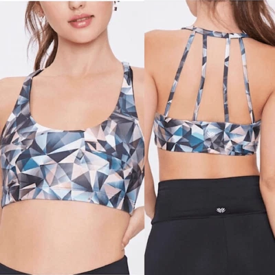 Sujetador deportivo Forever 21 Activewear estampado geométrico sin relleno -M Foto 1 de 4