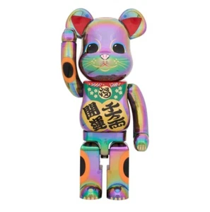 BE@RBRICK Lucky Cat 1000% MANEKI NEKO Black Transparent Plating Bearbrick New JP - Picture 1 of 2