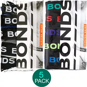 Bonds 5 Pack Mens Assorted Black Blue Grey Cotton Hipster Brief Undies Underwear - Picture 1 of 15