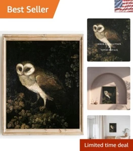 Charming Vintage Owl Wall Art - Unframed Dark Academia Canvas Print - Picture 1 of 9