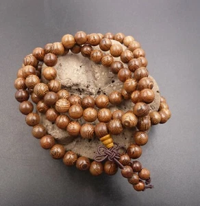 Bracelet Mala Tibétain de méditation 108 perles en bois Wengé + noeud sans fin  - Imagen 1 de 11