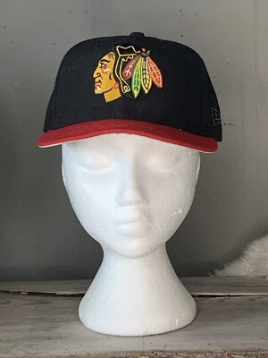Chicago Blackhawks Size 7 1/8 New Era NHL Fitted Hat Grey Underbill Under visor  - Image 1 of 4