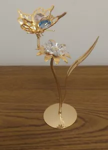 Crystal Temptations Dragonfly Flower Suncatcher Gold Tone Swarovski Crystals - Picture 1 of 8