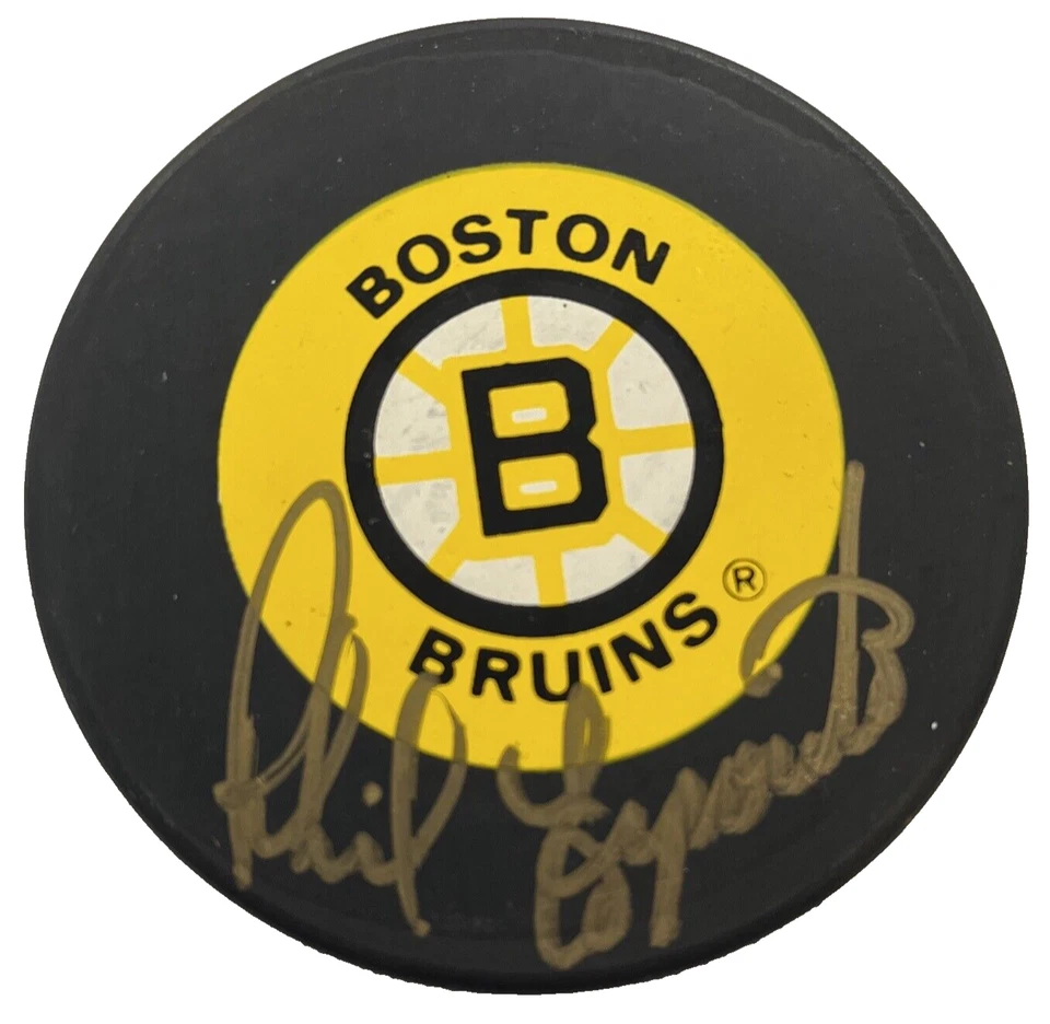 Хоккейная шайба с автографом Фила Эспозито из Boston Bruins Зал славы НХЛ - Изображение 1 из 1