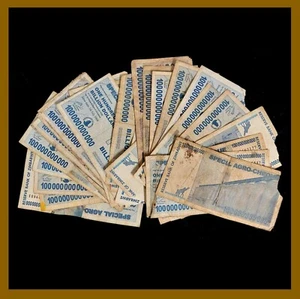 Heavily Circulated Damaged 100 x Zimbabwe 100 Billion Agro Bundle 2008 Used COA - Picture 1 of 11
