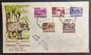 1959 Indonesia Domestic Animals FDC 5 stamps cd Medan-North Melbourne - Picture 1 of 2