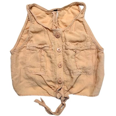 Corbata corta Free People de lino para mujer, melocotón, XS Foto 1 de 4