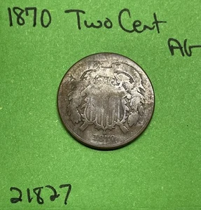 1870 Two Cent Piece AG About Good 2c US Type Coin - Picture 1 of 3