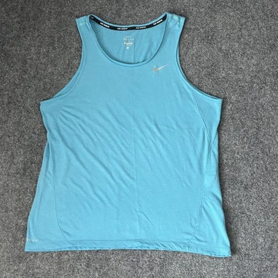 Camiseta sin mangas Nike Dri-Fit para correr para hombre grande azul transpirable camisa atlética entrenamiento Foto 1 de 4