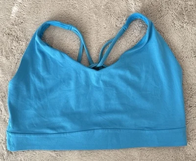 Athleta Criss Cross Strappy Back Sports Bra Blue No Pads Womens Size XL - Image 1 of 4