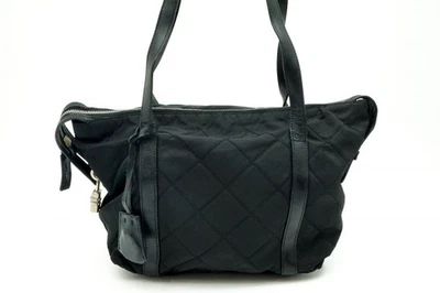 Bolso de Hombro PRADA Placa Triangular Acolchado Tessuto Nylon Negro 4410h Foto 1 de 4