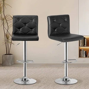 Juego de 2 taburetes de bar VECELO con respaldo, altura de mostrador ajustable taburetes de bar con - Imagen 1 de 9