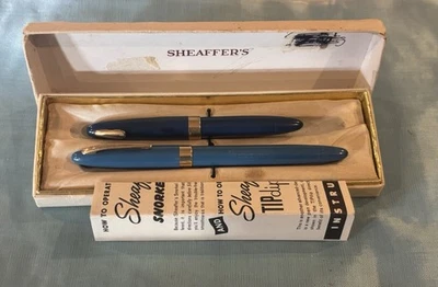 Par de plumas estilográficas Sheaffers en caja plumillas de 14 k Foto 1 de 4