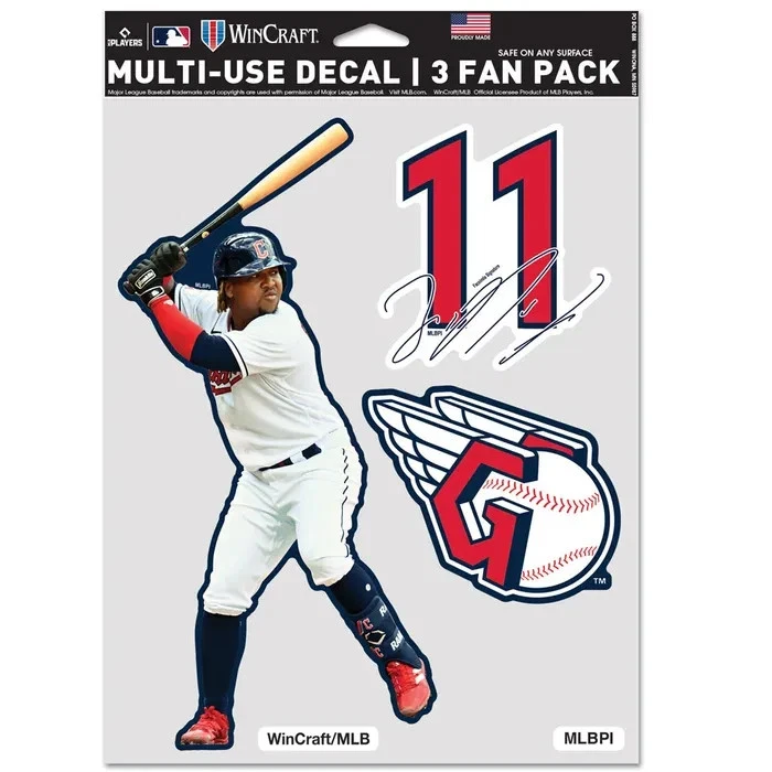 JOSE RAMIREZ CLEVELAND GUARDIANS 3 PIECE MULTI-USE DECAL FAN PACK MLB LICENSED - Image 1 of 1
