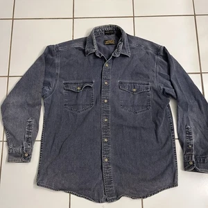 Eddie Bauer Elkhorn Twill Denim Shirt Men’s L Blue Long Sleeve USA Made Cotton - Picture 1 of 8