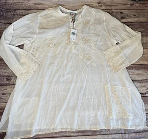 Johnny Was Bluse Damen Set Patchwork Häkel Natur Tunika Oberteil XXL NEU - Bild 1 von 6