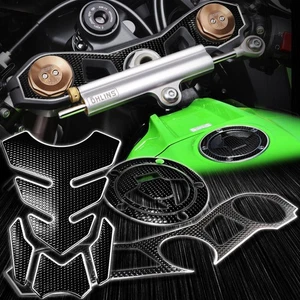 Handle Yoke+Fuel Cap Cover+Gas Tank Pad Kit 11-15 ZX-10R ZX1000 Chrome Silver - Picture 1 of 12