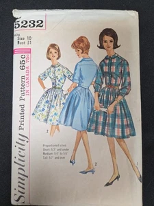 Simplicity Sewing Pattern #5232 Misses Shirt Waist Dress 1960's Size 10 Bust 31 - Imagen 1 de 3